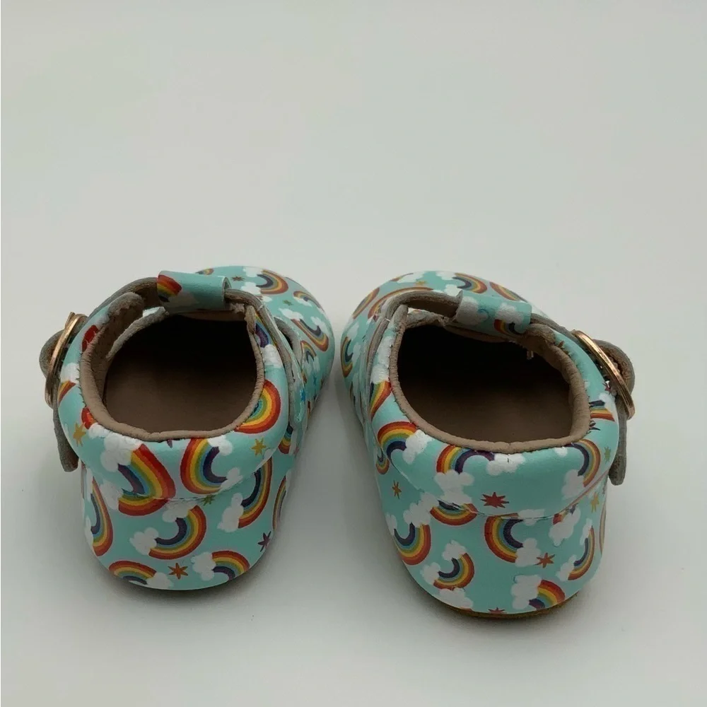 Monkey Feet Rainbow Leather T-Strap Baby Shoes 3M-6M Great Condition!